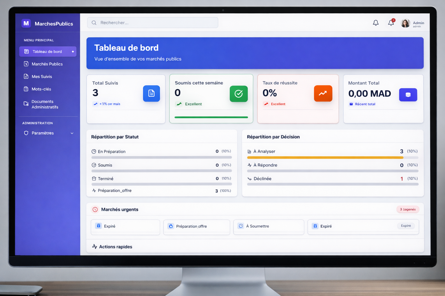 Tableau de bord MarchePro